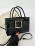 Crocodile Embossed Buckle Decor Square Bag