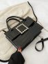 Crocodile Embossed Buckle Decor Square Bag