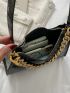 Crocodile Embossed Chain Baguette Bag