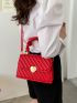 Quilted Pattern Flap Square Bag