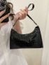 Crocodile Embossed Baguette Bag