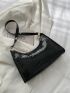 Crocodile Embossed Baguette Bag