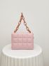 Mini Minimalist Embossed Chain Decor Crossbody Bag