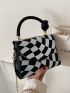 Geometric Pattern Flap Square Bag