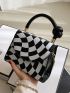 Geometric Pattern Flap Square Bag