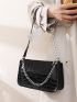 Crocodile Embossed Chain Square Bag