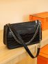 Crocodile Embossed Chain Square Bag