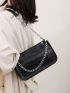 Crocodile Embossed Chain Square Bag