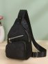 Pocket Front Design Oxford Sling Bag