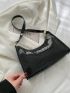 Crocodile Embossed Baguette Bag