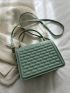 Minimalist Geometric Embossed Flap Square Bag With Small Pouch