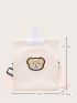 Mini Cartoon Embroidered Square Bag With Bag Charm