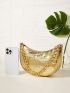 Metallic Crocodile Embossed Chain Hobo Bag