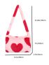 Heart Graphic Fluffy Baguette Bag