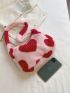 Heart Graphic Fluffy Baguette Bag