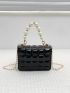 Mini Textured Faux Pearl Decor Square Bag