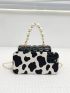 Mini Textured Faux Pearl Decor Square Bag