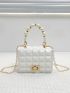 Mini Textured Faux Pearl Decor Square Bag