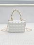 Mini Textured Faux Pearl Decor Square Bag