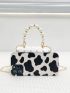 Mini Textured Faux Pearl Decor Square Bag