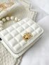 Mini Textured Faux Pearl Decor Square Bag