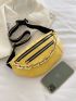 Crocodile Embossed Chain Decor Waist Bag