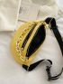 Crocodile Embossed Chain Decor Waist Bag