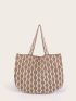 Geometric Pattern Large Capacity Shoulder Tote Bag