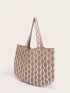 Geometric Pattern Large Capacity Shoulder Tote Bag