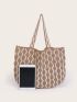 Geometric Pattern Large Capacity Shoulder Tote Bag