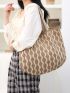 Geometric Pattern Large Capacity Shoulder Tote Bag