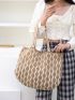 Geometric Pattern Large Capacity Shoulder Tote Bag