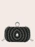 Mini Allover Faux Pearl & Rhinestone Decor Chain Evening Bag