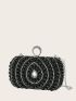 Mini Allover Faux Pearl & Rhinestone Decor Chain Evening Bag