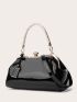 Minimalist Artificial Patent Leather Bucket Bag