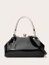 Minimalist Artificial Patent Leather Bucket Bag