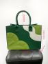 Colorblock Large Capacity Tote Bag