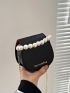 Mini Faux Pearl Decor Chain Saddle Bag