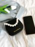 Mini Faux Pearl Decor Chain Saddle Bag