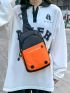 Two Tone Slogan Graphic Sling Bag