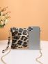 Leopard Graphic Chain Crossbody Bag