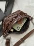 Mini Crocodile Embossed Chain Decor Waist Bag