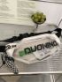 Clear Letter Graphic Fanny Pack With Bag Charm