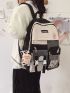 Colorblock Large Capacity Backpack With Cartoon Bag Charm