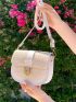 Mini Two Tone Flap Straw Bag