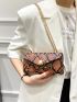 Snakeskin Print Flap Square Bag