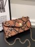 Snakeskin Print Flap Square Bag