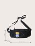 Letter Graphic Reflective Panel Fanny Pack