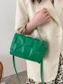 Geometric Embossed Flap Square Bag With Small Pouch