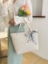 Polka Dot Bow Decor Straw Bag